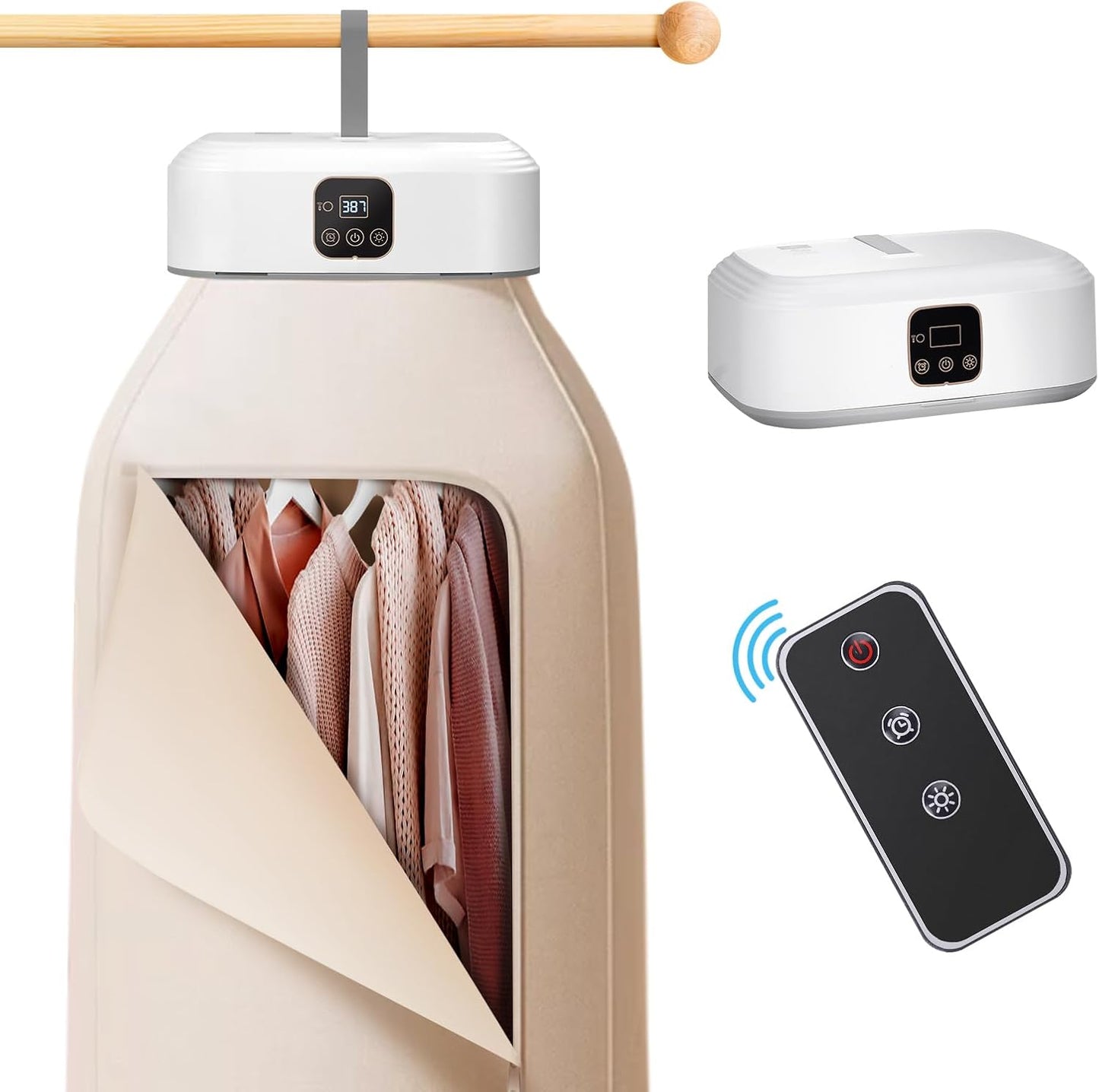 Portable Clothes Dryer, Mini Laundry Dryers with Remote Control, Small Compact Foldable Electric Drying Machine with Dry Bag