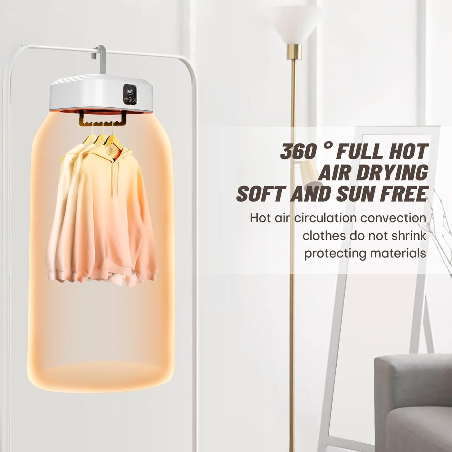 Portable Clothes Dryer, Mini Laundry Dryers with Remote Control, Small Compact Foldable Electric Drying Machine with Dry Bag