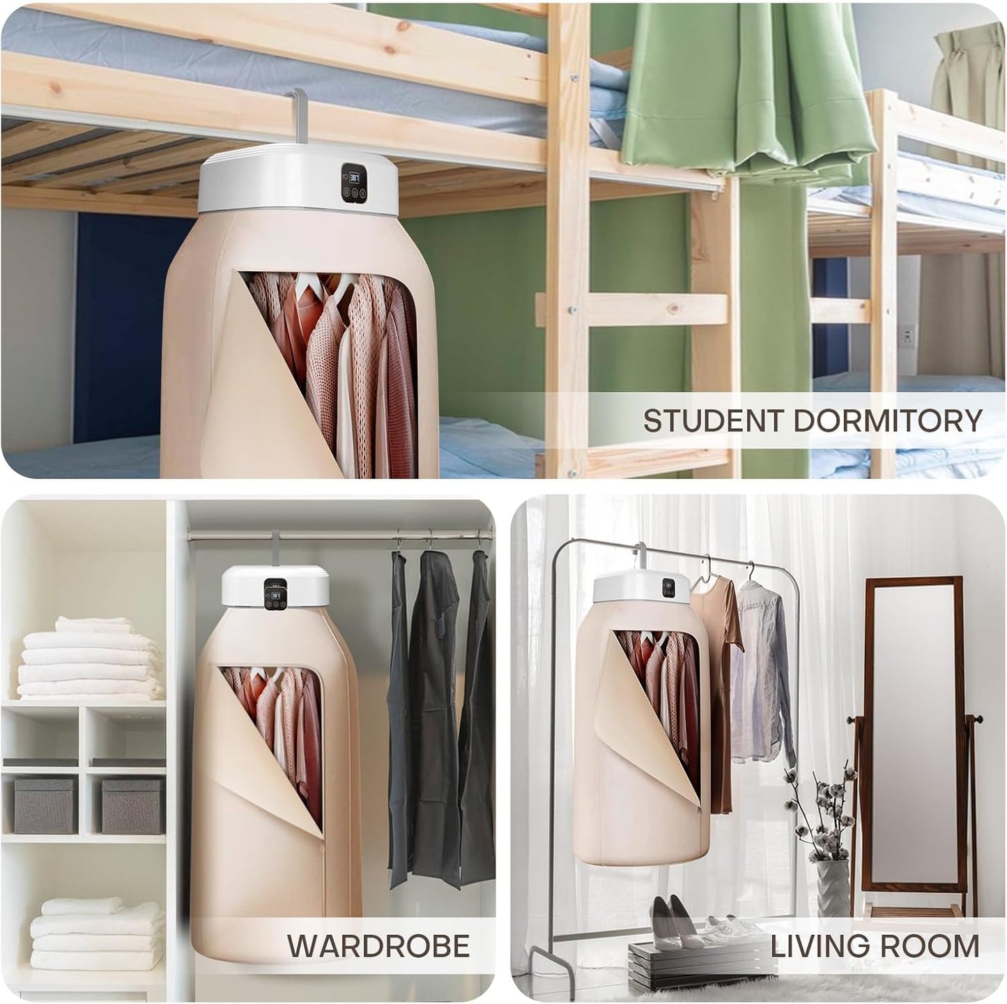 Portable Clothes Dryer, Mini Laundry Dryers with Remote Control, Small Compact Foldable Electric Drying Machine with Dry Bag