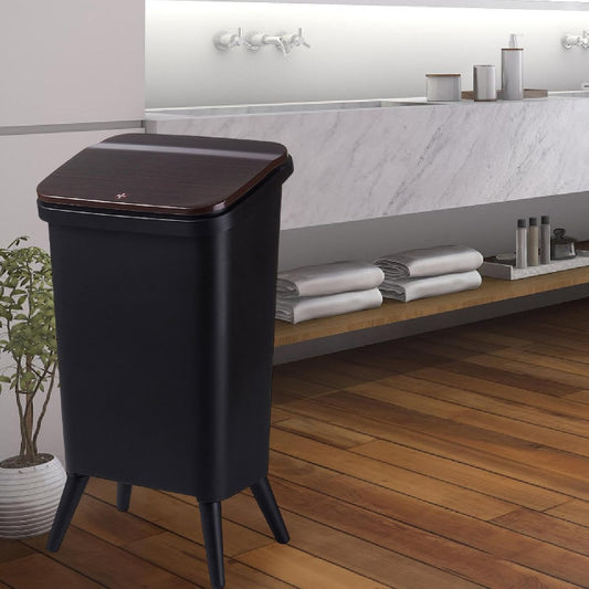 Rubbish Bin with Feet and Lid, Rubbish Bin, Waste Bin for Children's Room, Cabinet, Living Room, Bathroom, Kitchen, Black