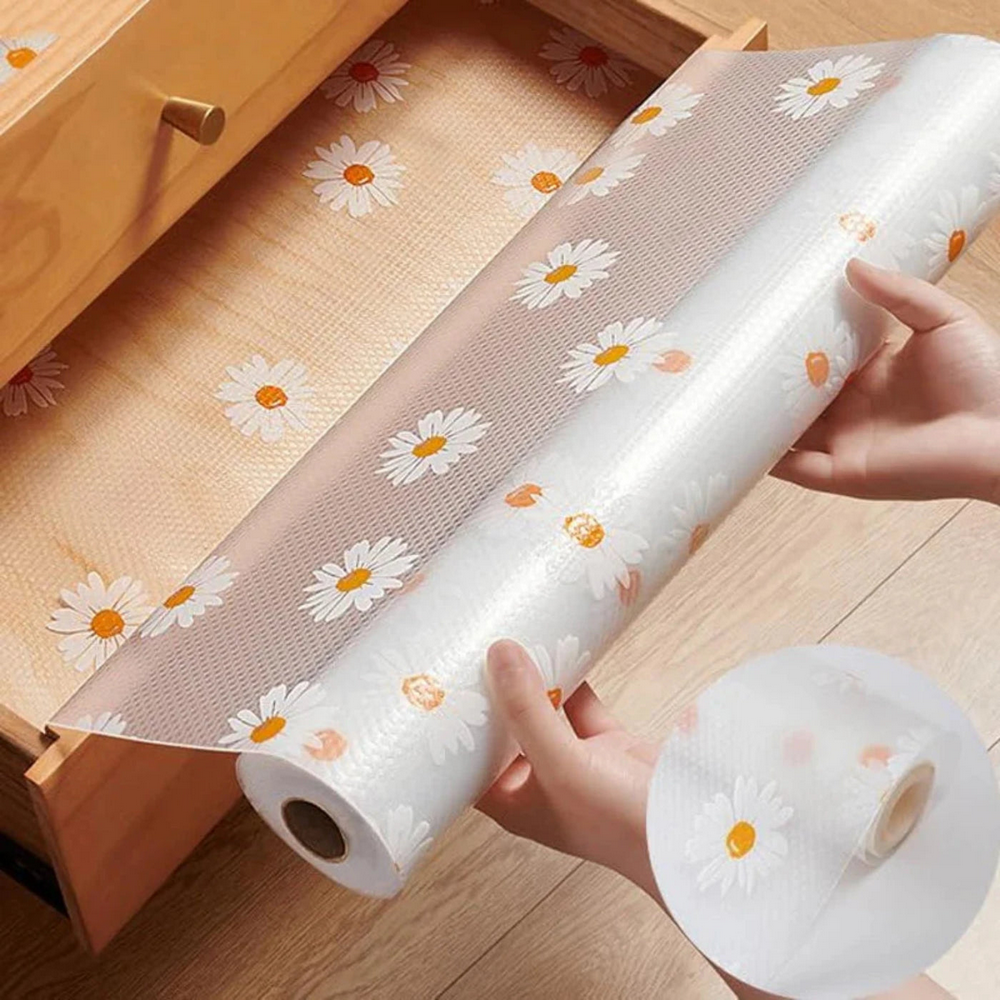 Non-Slip Anti-Dust Drawer & Shelf Liner Roll | Waterproof Floral sheet (45cm x 150cm) BUY 1 GET 1 FREE