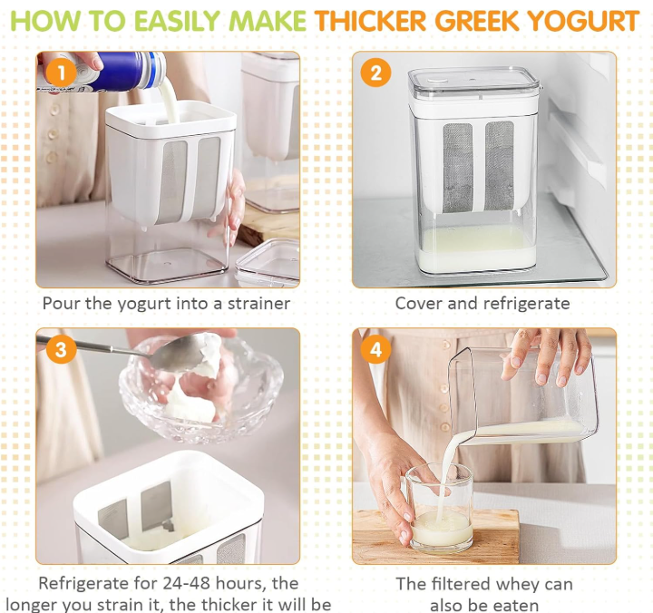 Yogurt Filter with Ultra-Fine Mesh Strainer – Greek Yogurt Maker & Nut Milk Kit