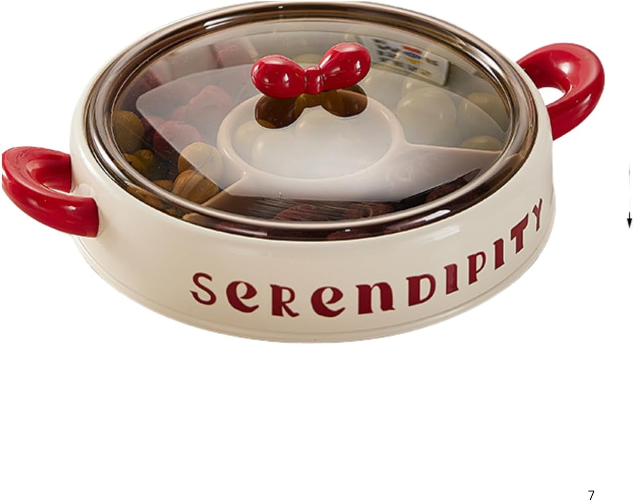 Snack Serving Tray with Lid, Empty Sectional Nuts & Dry Fruit Tray, Veggie Serving Platter, Candy Dish