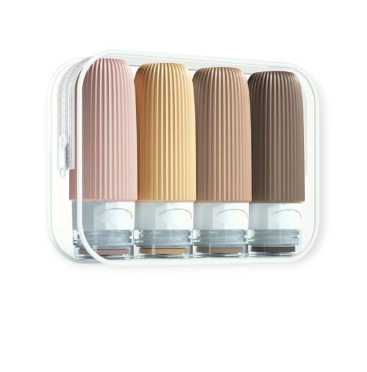 (Pack of 4) Silicone Travel Bottles for Toiletries BPA Free