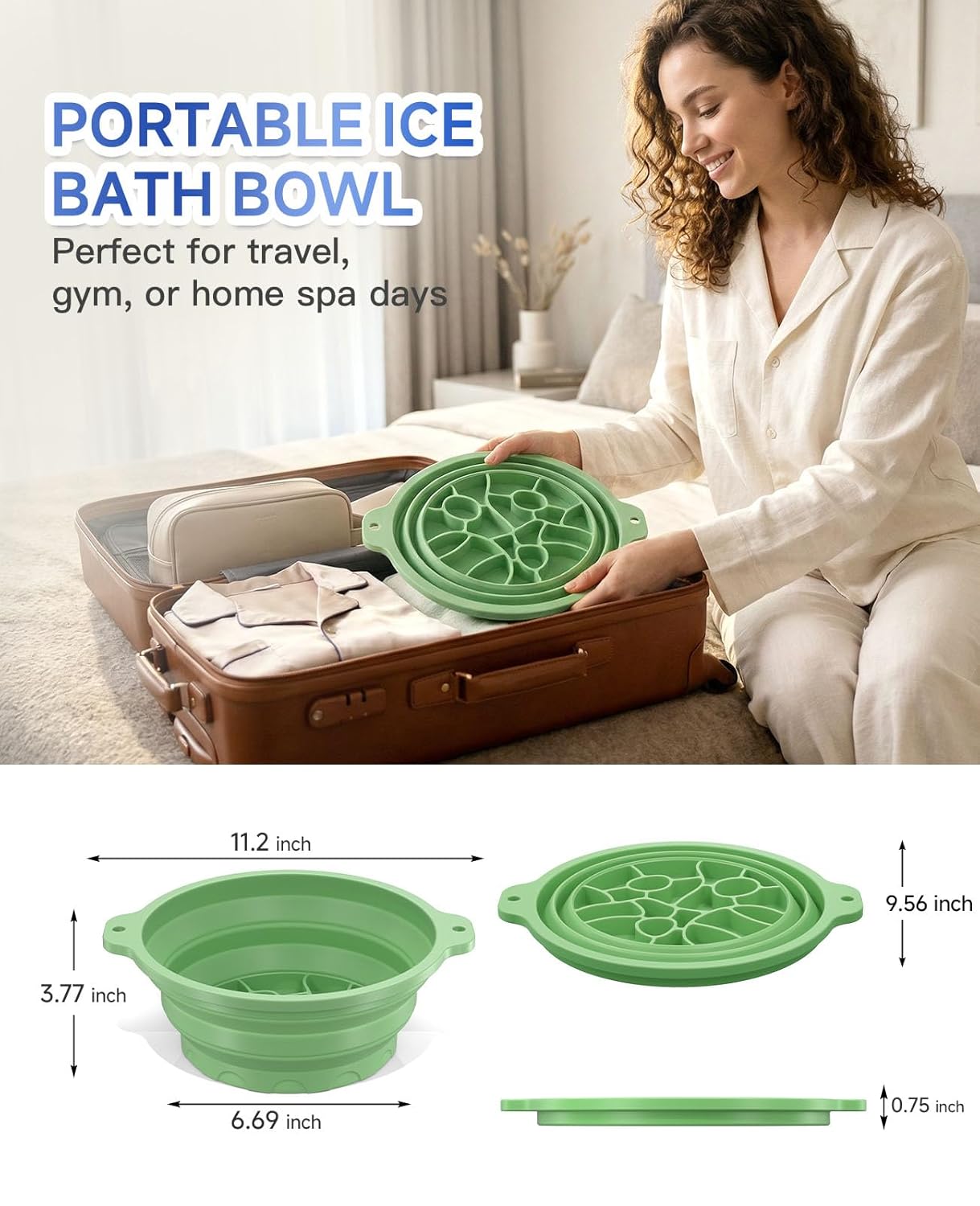 Silicone Ice Cube Bowl with Lid for Ice Facial & Cold Therapy, Foldable Facial Ice Bath with Built-in Icetray