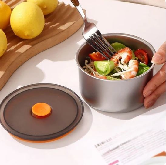 Set of 4pcs Storage Box Stainless Steel Preservation Container With Silicone Sealing Ring Layered & Oderly