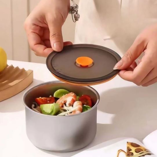 Set of 4pcs Storage Box Stainless Steel Preservation Container With Silicone Sealing Ring Layered & Oderly