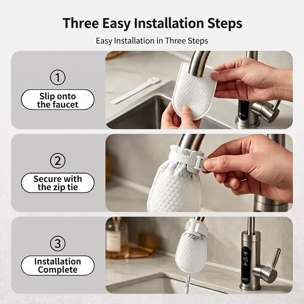 Pack of 10 - Universal Tap Water Filter for Kitchen & Bathroom, Reusable Cotton Filters Removes Dirt, Rust, Sand & Sediment, Multi-Purpose Faucet Filter Bag
