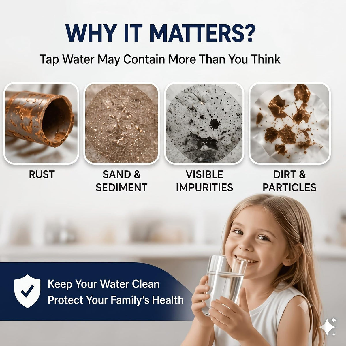 Pack of 10 - Universal Tap Water Filter for Kitchen & Bathroom, Reusable Cotton Filters Removes Dirt, Rust, Sand & Sediment, Multi-Purpose Faucet Filter Bag