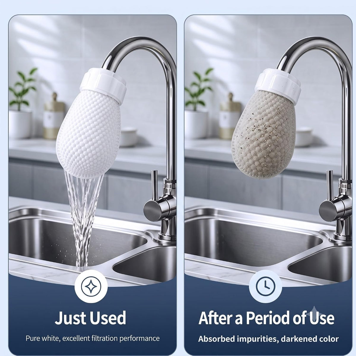 Pack of 10 - Universal Tap Water Filter for Kitchen & Bathroom, Reusable Cotton Filters Removes Dirt, Rust, Sand & Sediment, Multi-Purpose Faucet Filter Bag