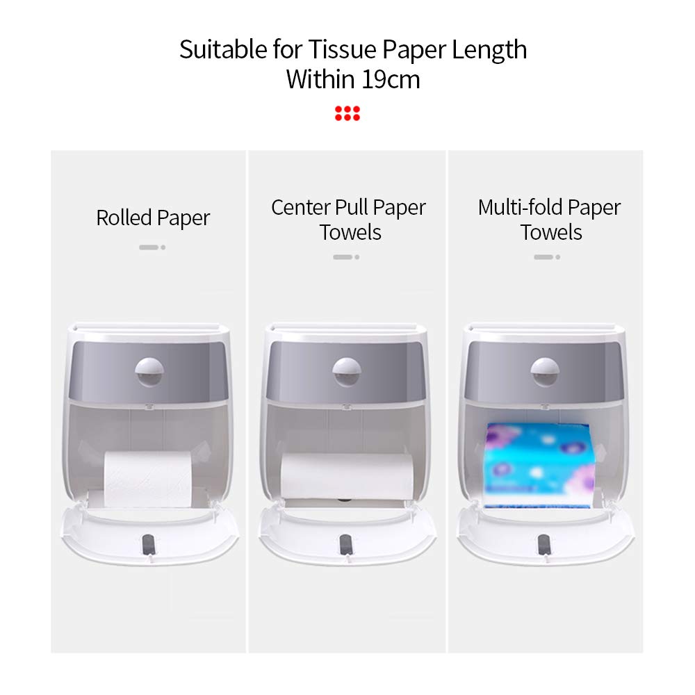 Wall-Mounted Multifunctional Toilet Paper Dispenser, Compatible with Roll Paper Kitchen Paper Storage with Drawer for Bathroom, Kitchen
