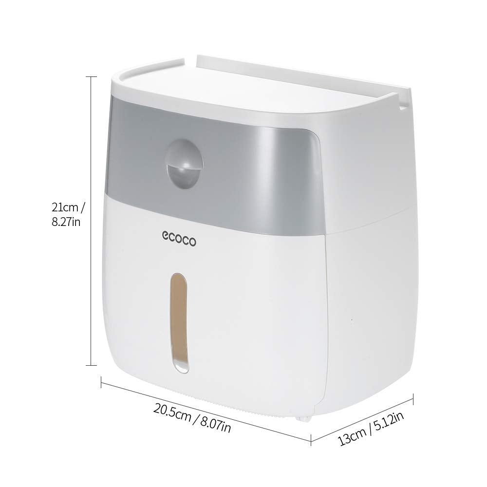Wall-Mounted Multifunctional Toilet Paper Dispenser, Compatible with Roll Paper Kitchen Paper Storage with Drawer for Bathroom, Kitchen