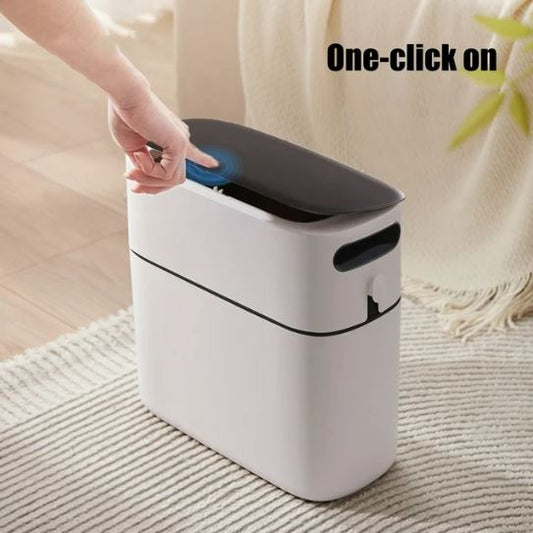 Trash Bin, Hygienic Narrow Trash Can, Contactless Trash Can Large Capacity Trash Can, 8L Garbage Can