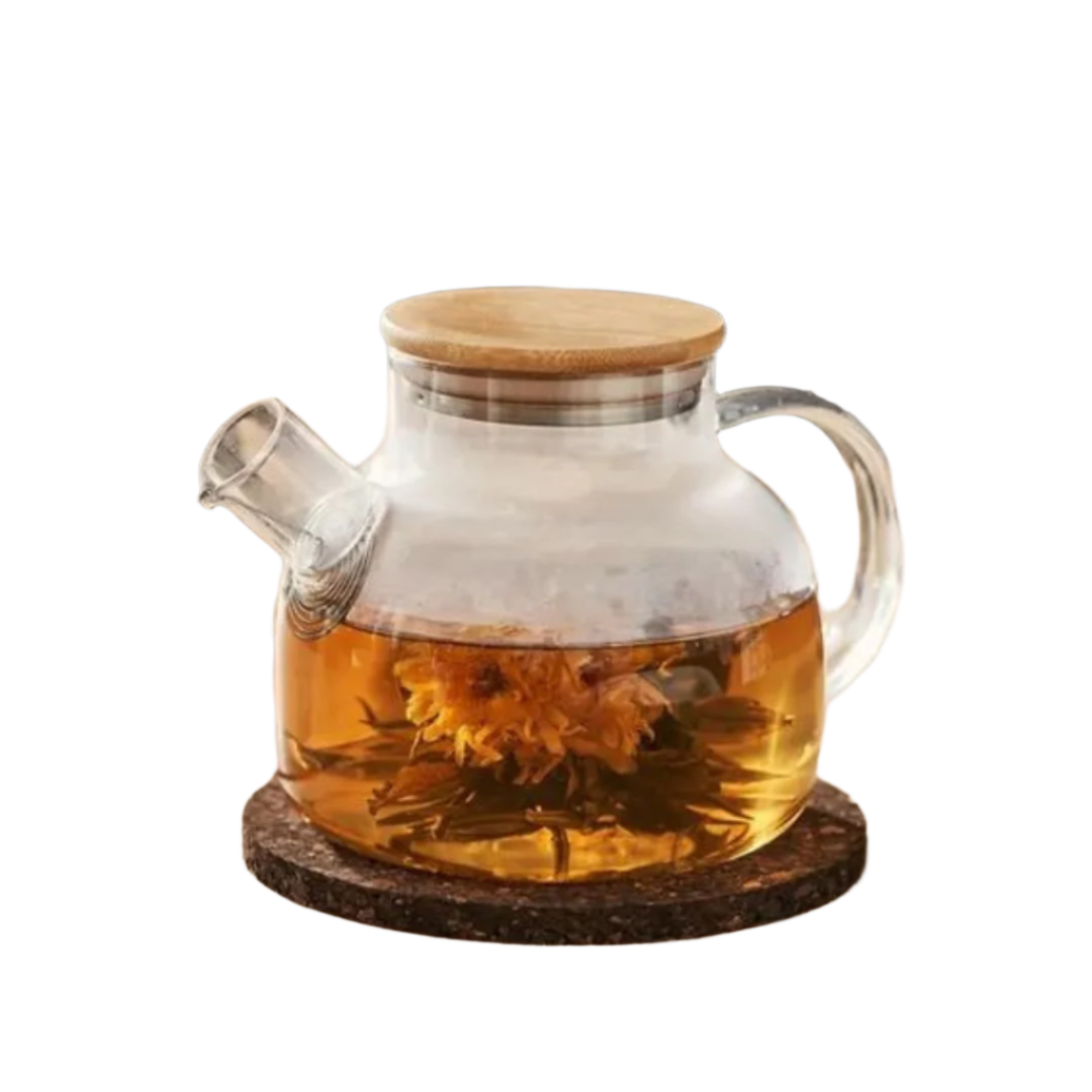 Borosilicate Glass Kettle With Wooden Lid 1000ml