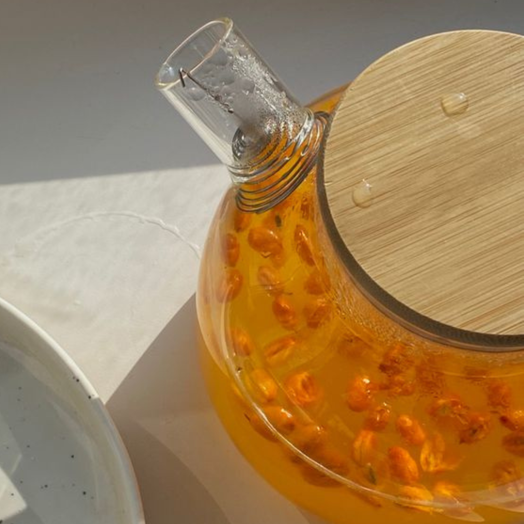 Borosilicate Glass Kettle With Wooden Lid 1000ml