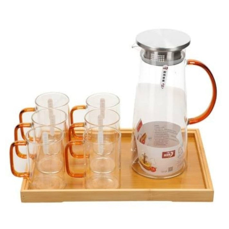 Elegant Designs 8 Pieces Elegant Deli Lemon Set Modern Crystal Water Juice Jug Pot