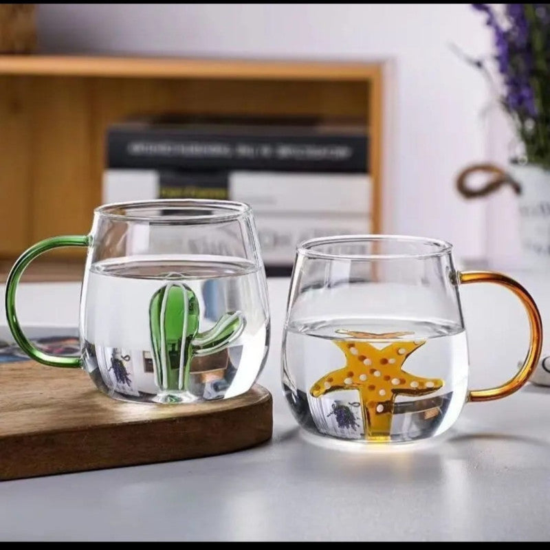 400ml 3D Cartoon Animal Glass Mug – Creative Coffee, Milk & Tea Cup with Handle | Adornia.pk