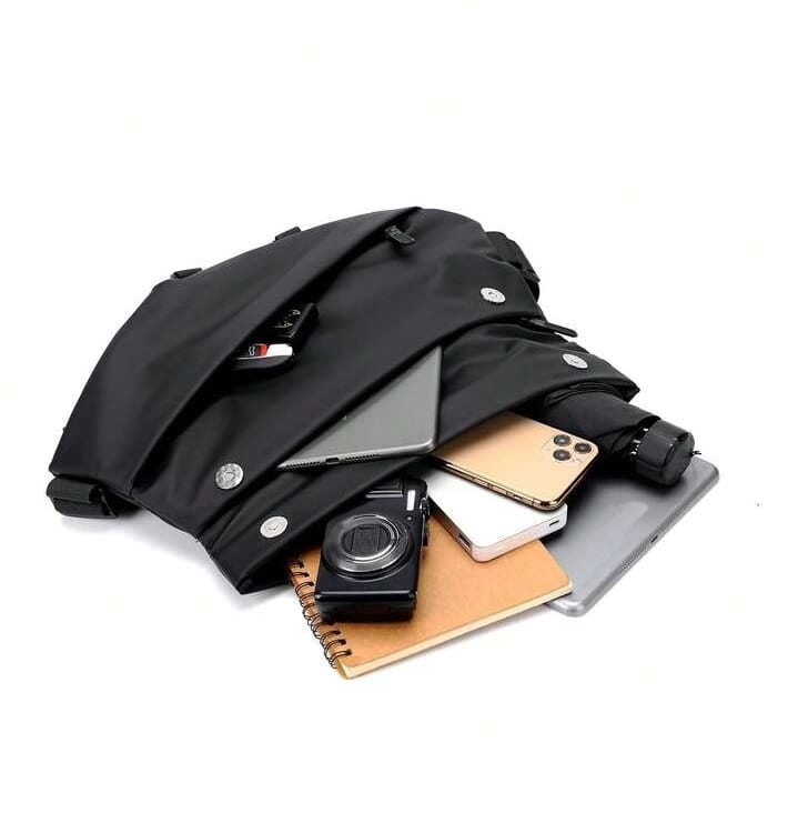 Multi-Pocket Crossbody & Waist Bag – Black