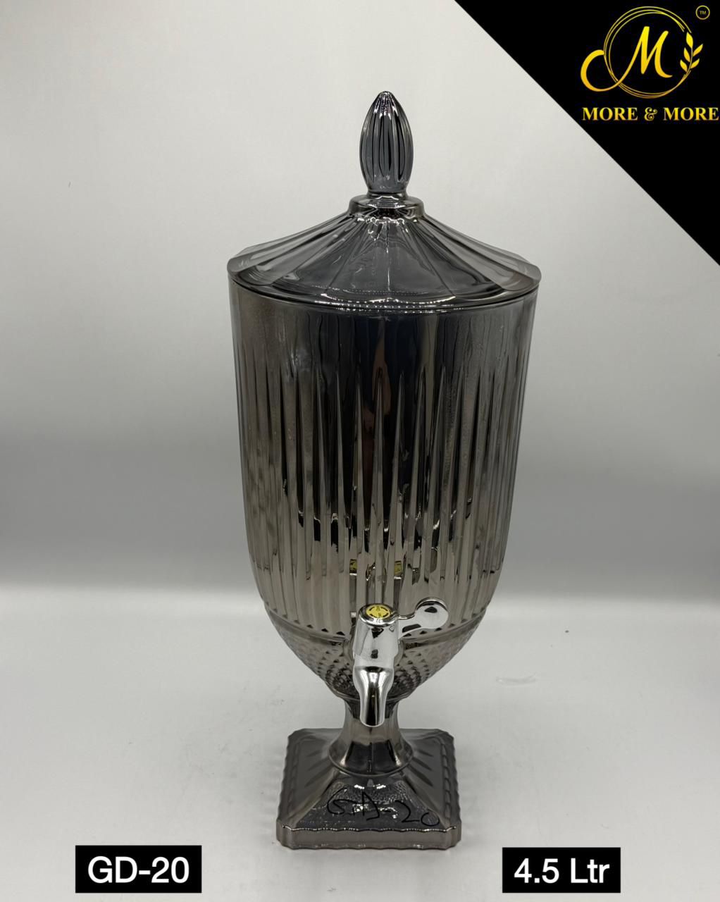 Luxury Smoke Grey Glass Beverage Dispenser 4.5 Ltr with Stand & Tap – Premium Crystal Style Drink Dispenser
