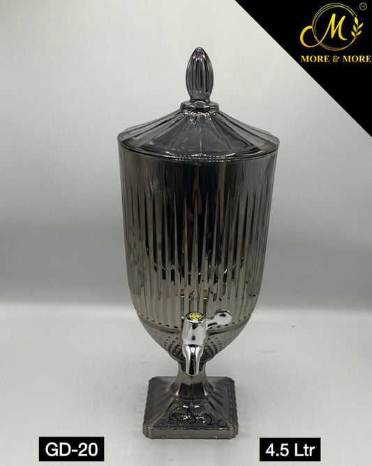 Luxury Smoke Grey Glass Beverage Dispenser 4.5 Ltr with Stand & Tap – Premium Crystal Style Drink Dispenser