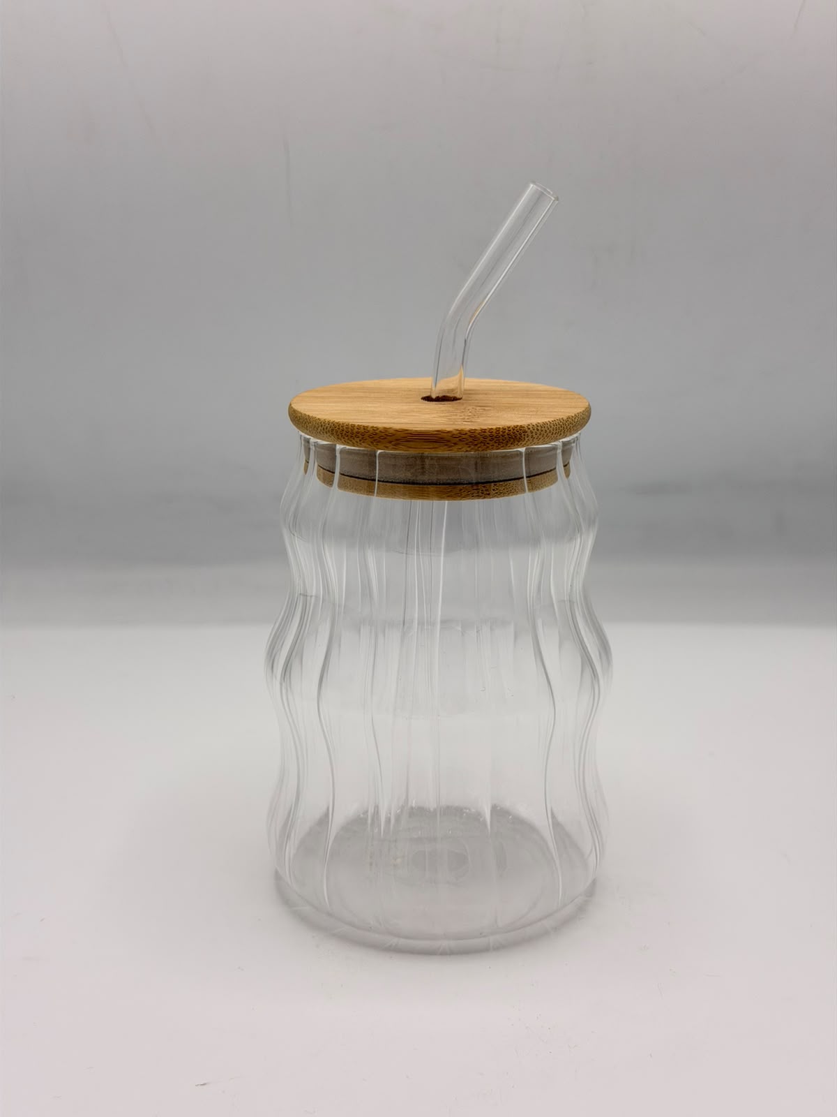 White Glass Sipper with Lid & Straw
