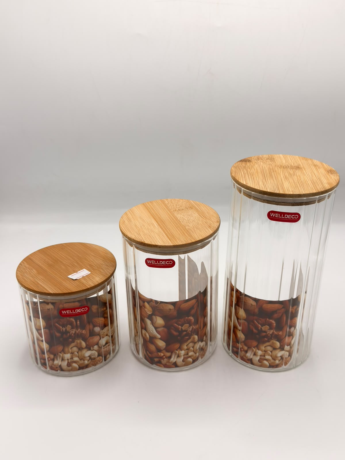 Premium Glass Storage Jar Set with Bamboo Lids