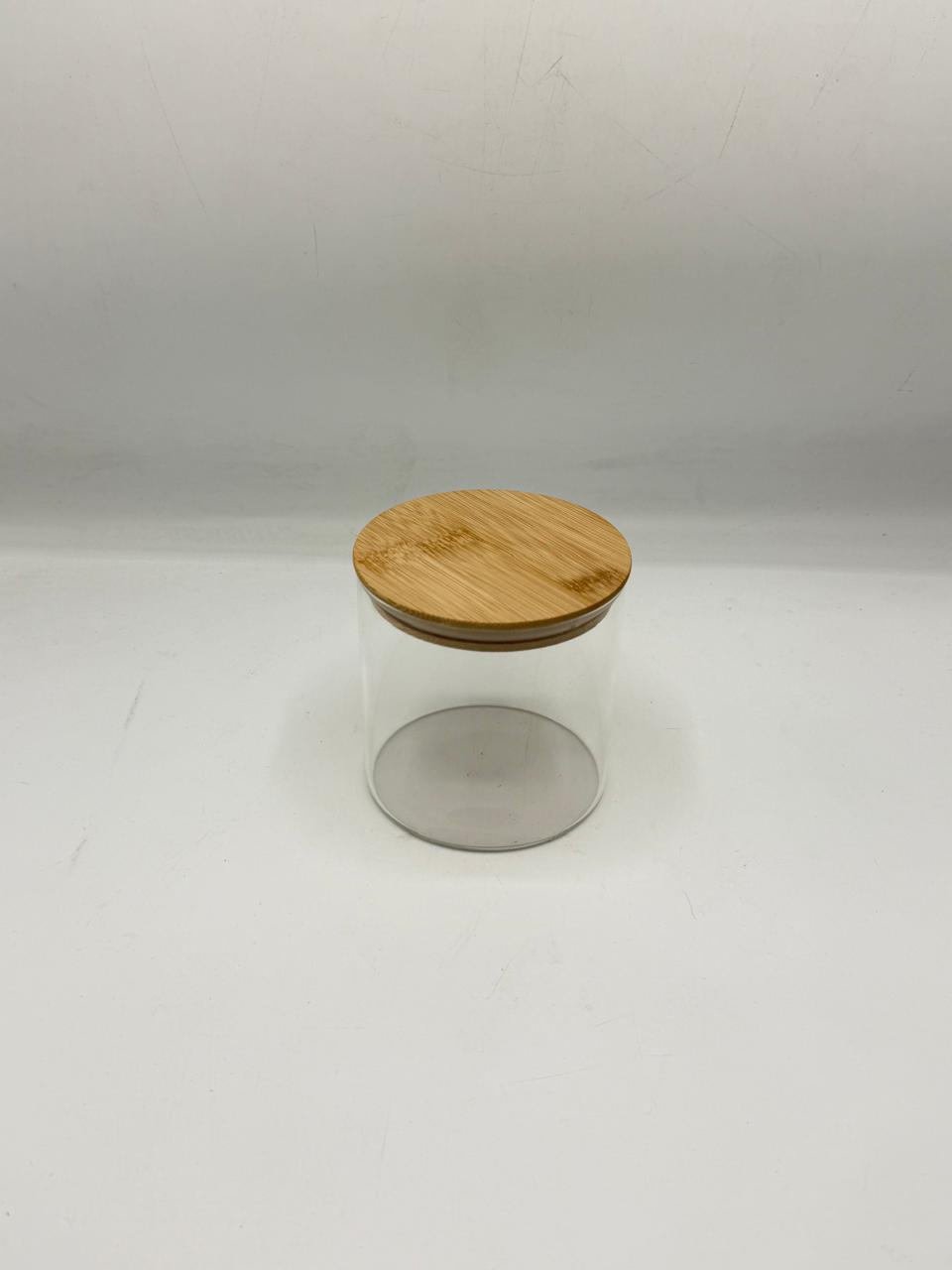 Round Glass Storage Container - Bamboo Lid with Handle