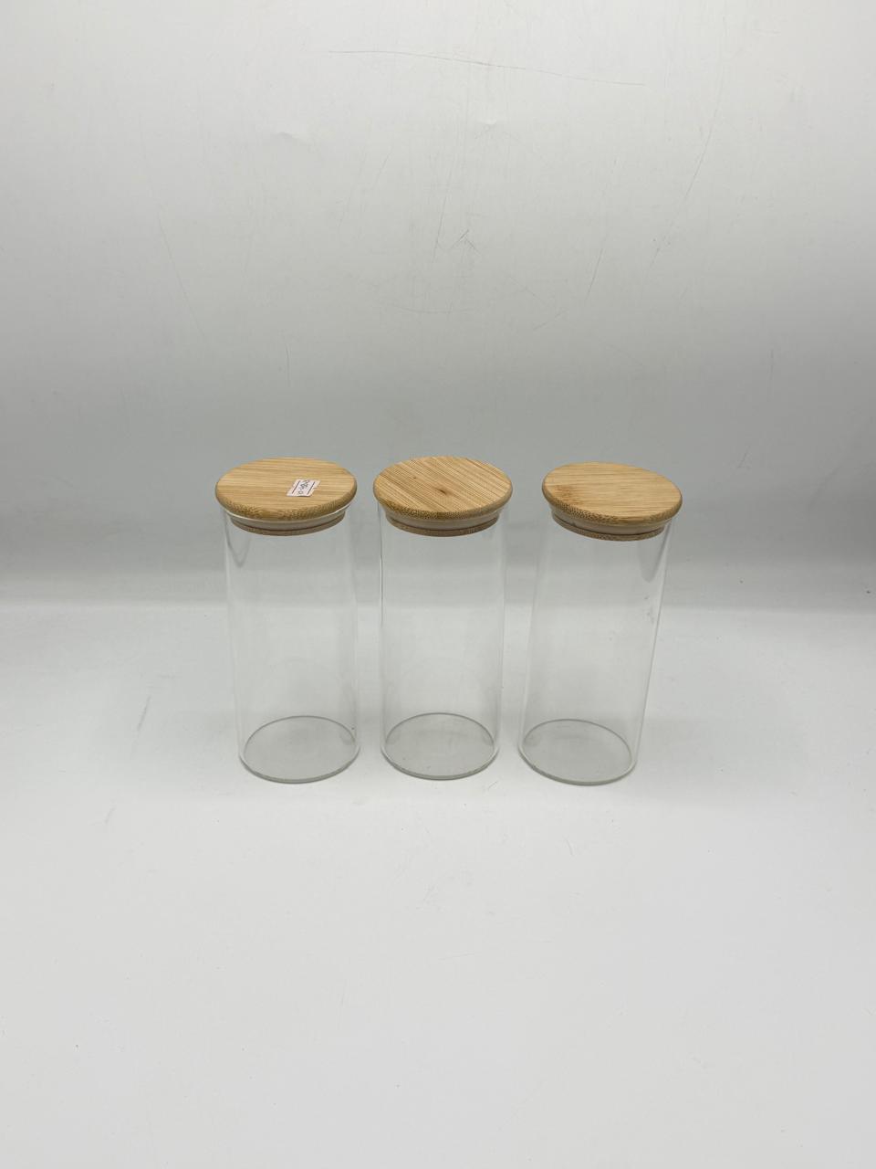 450Ml Glass Storage Container Set - 3 Piece Bamboo Lids