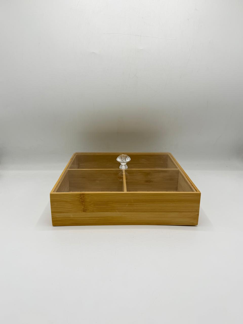 Bamboo Organizer Tray Small - 4 Compartment Storage Box (18-1)