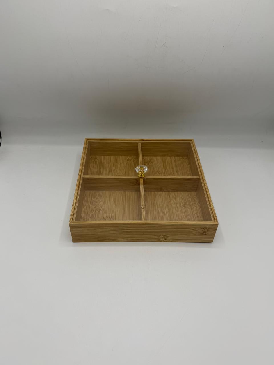 Bamboo Organizer Tray Small - 4 Compartment Storage Box (18-1)