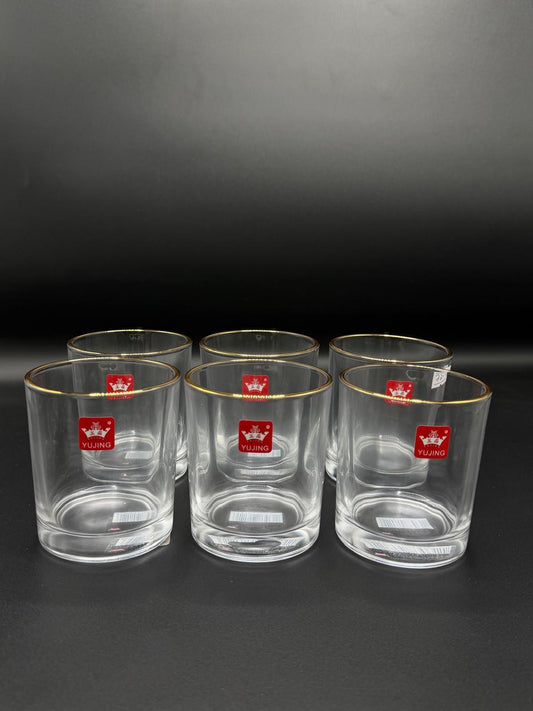 Gold Rim Glass Tumbler Set – 6 Piece Drinking Glasses (72-7)