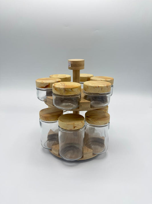 Rotating Bamboo Spice Jar Rack
