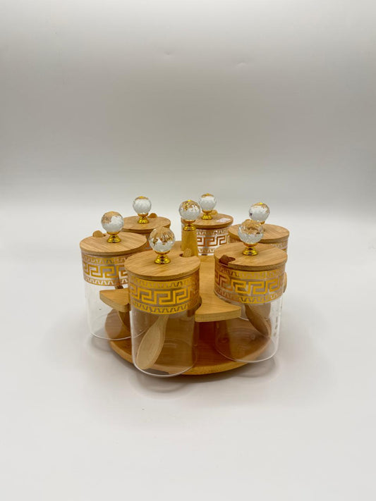 Rotating Greek Key Crystal Knob Spice Set