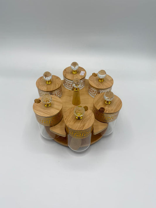 Rotating Greek Key Crystal Knob Spice Set