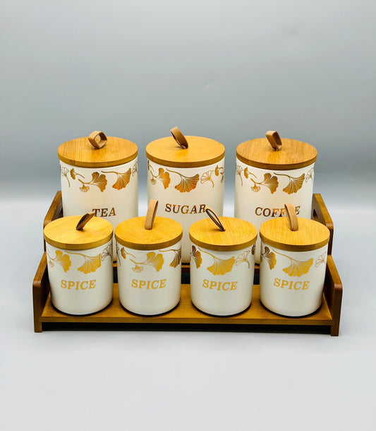 Golden Leaf 7-Piece Canister Set