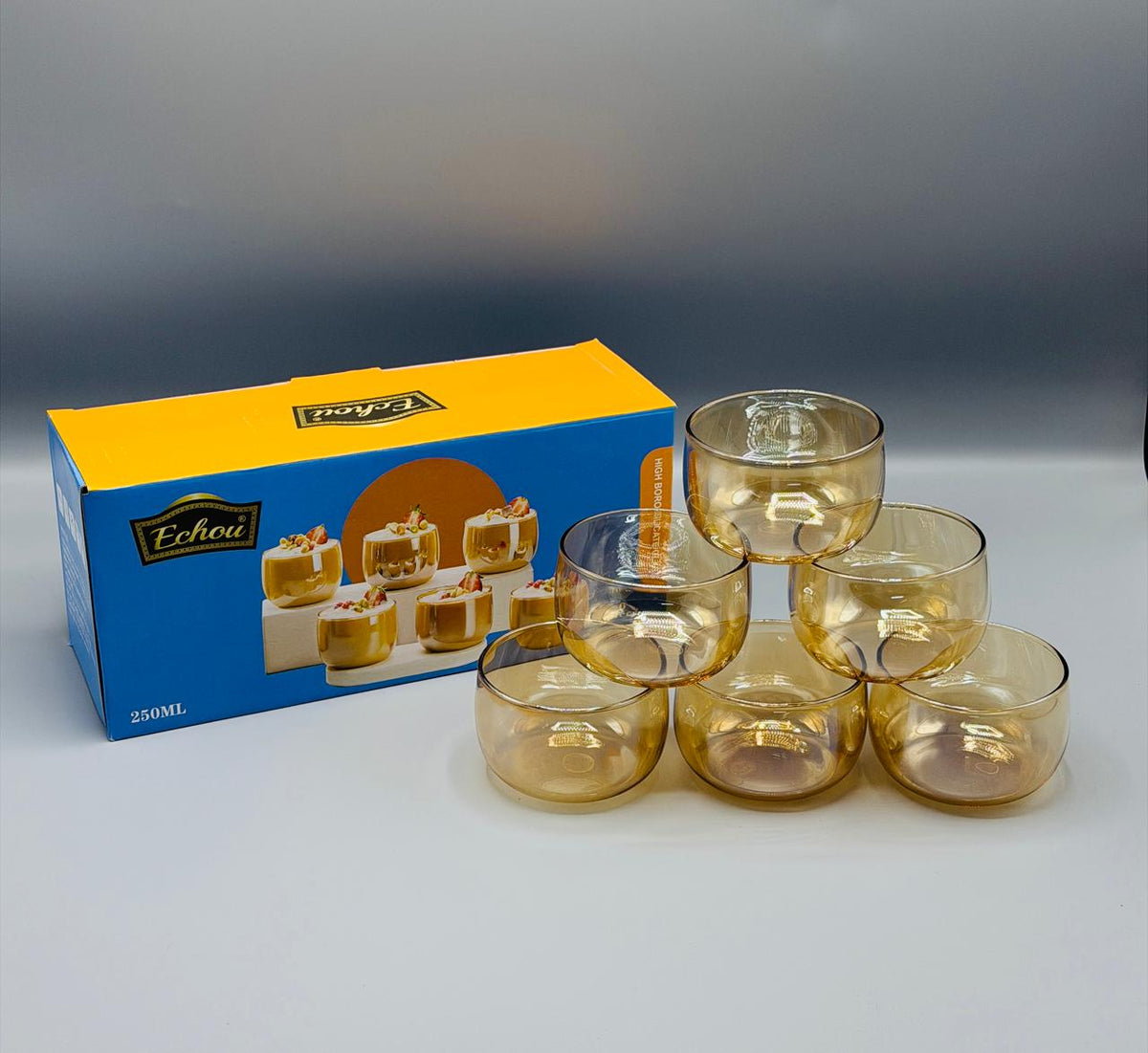 Glass Bowl Set – 6 Pcs (250ml)