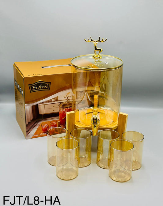 Grand Dispenser Set with Wooden Stand – 8 Pcs (3600ml)