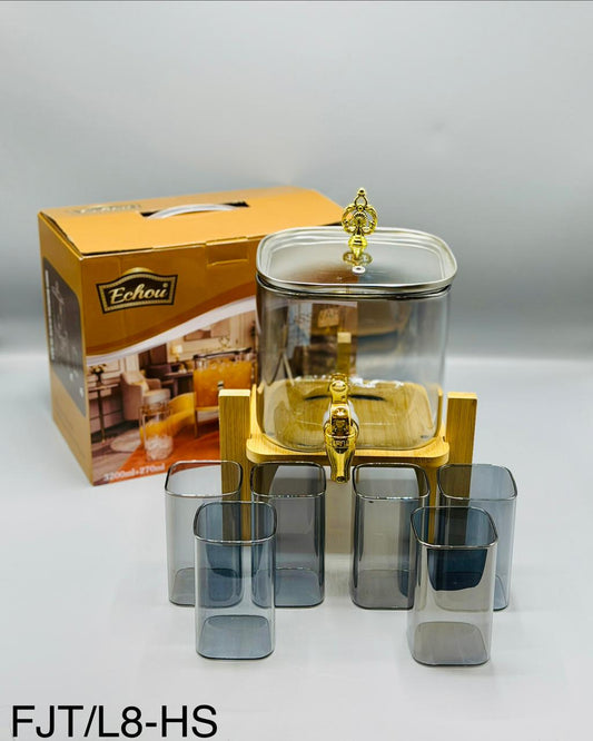 Classic Dispenser Set with Wooden Stand – 8 Pcs (3200ml)