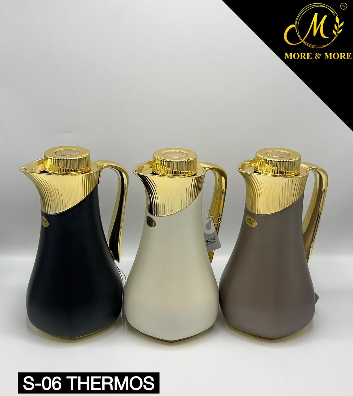 Shimizu 1 Ltr Luxury Vacuum Thermos Flask – Premium Arabic Style Coffee & Tea Server | Elegant Gold Finish
