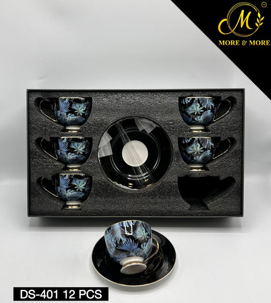 Johnson Bros Inspired 12-Piece Floral Cups & Saucers Set –Elegant for Home, Guests & Gifting