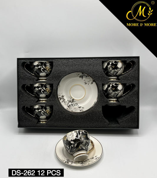 Johnson Bros Inspired 12-Piece Floral Cups & Saucers Set – Elegant Imported Cup & Saucers Set for Home & Gifting