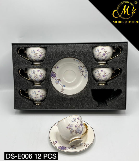 Johnson Bros Inspired 12-Piece Floral Cups & Saucers Set – Elegant Imported Cup & Saucers Set for Home & Gifting