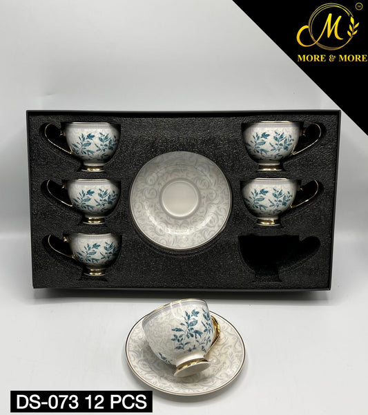 Johnson Bros Inspired 12-Piece Floral Cups & Saucers Set – Premium Floral Tea Set