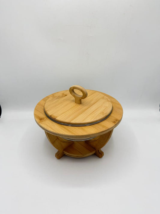 Eco-Friendly Bamboo & Glass Vegetable Bowl (7-29)