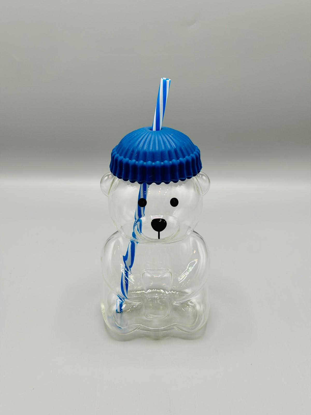650ML Teddy Bear Glass Sipper with Straw