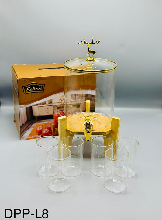Grand Dispenser Set with Wooden Stand – 8 Pcs (3600ml)