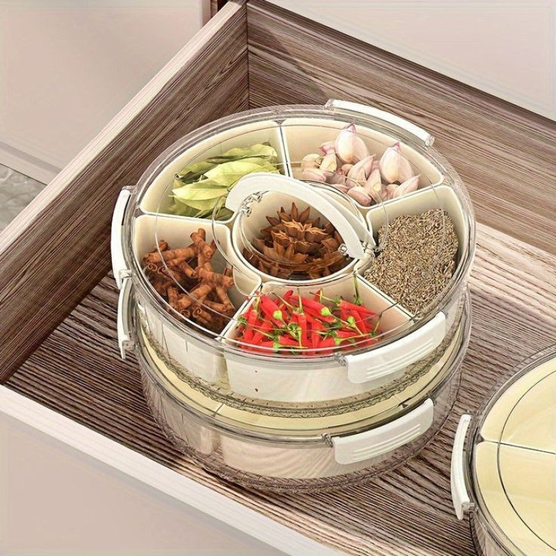 Premium Portable Rotating Snack Tray with Lid – 360° Spinning Serving Organizer | Adornia.pk