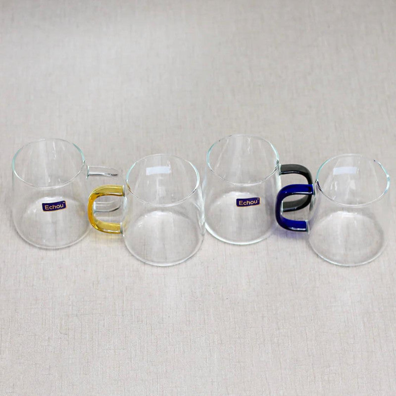 Glass Mug Set – 4-Piece 520ml Heat-Resistant Beverage Cups | Adornia.pk