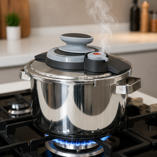 Premium 6-Liter Turkish Stainless Steel Pressure Cooker with Silver Handles | High-Efficiency Cookware