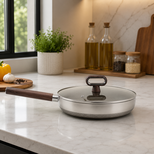 Titanium Coated Fry Pan with Glass Lid 28cm
